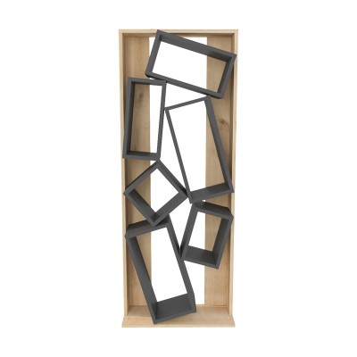 Bibliothèque bois naturel gris foncé 60x24x153,6cm
