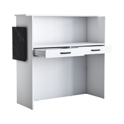 Bureau reception d'accueil Triana bois mélaminé blanc 110x40x110cm