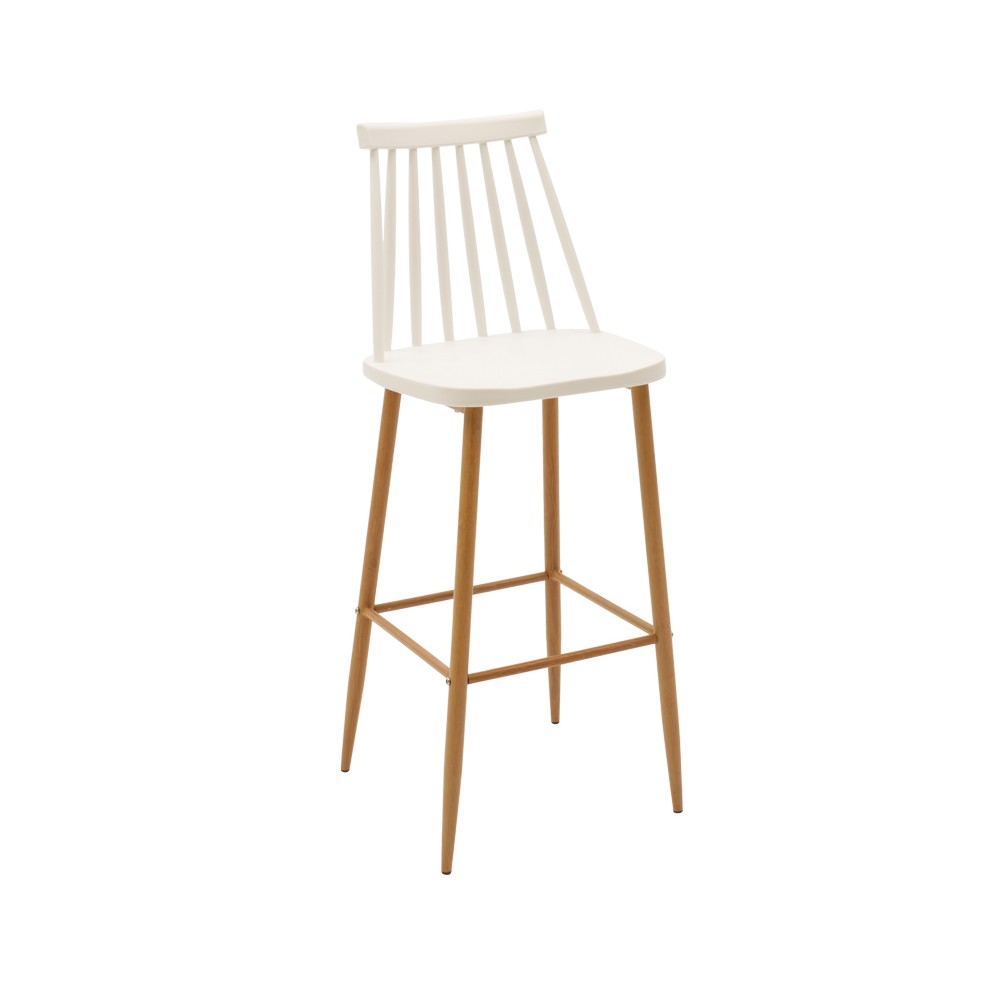 Tabouret de bar blanc pied naturel 42x47x109 cm
