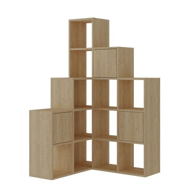 Bibliothèque bois chêne mélanine 150,8x28x150,8 cm