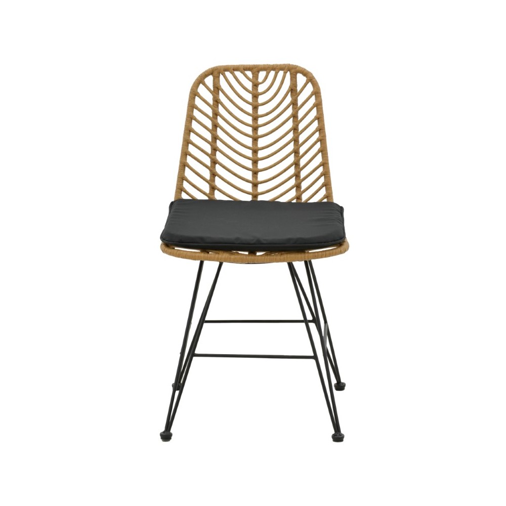 Chaise de jardin Naoki avec coussin pied métal noir 44x58x82cm