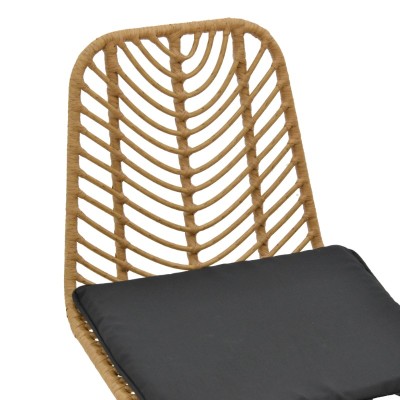 Chaise de jardin Naoki avec coussin pied métal noir 44x58x82cm