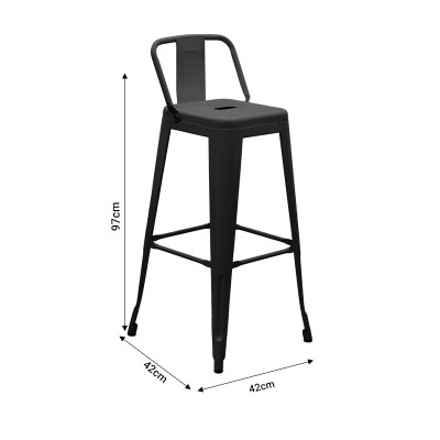 Tabouret de bar avec dossier métal blanc 42x42x97 cm
