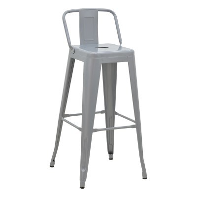 Tabouret de bar avec dossier métal gris mat 42x42x97 cm
