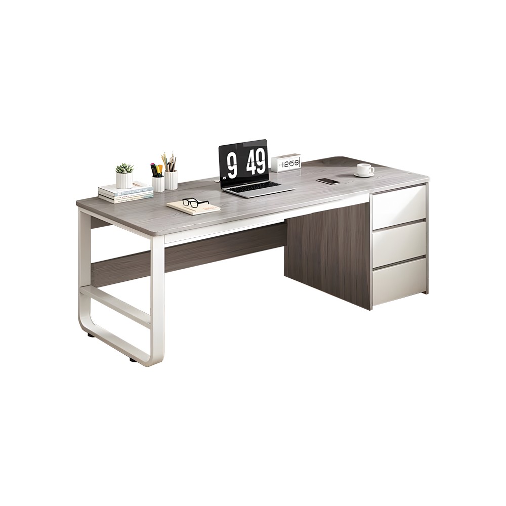 Bureau Salto bois avec étagère MDF naturel-blanc 120x48x74 cm