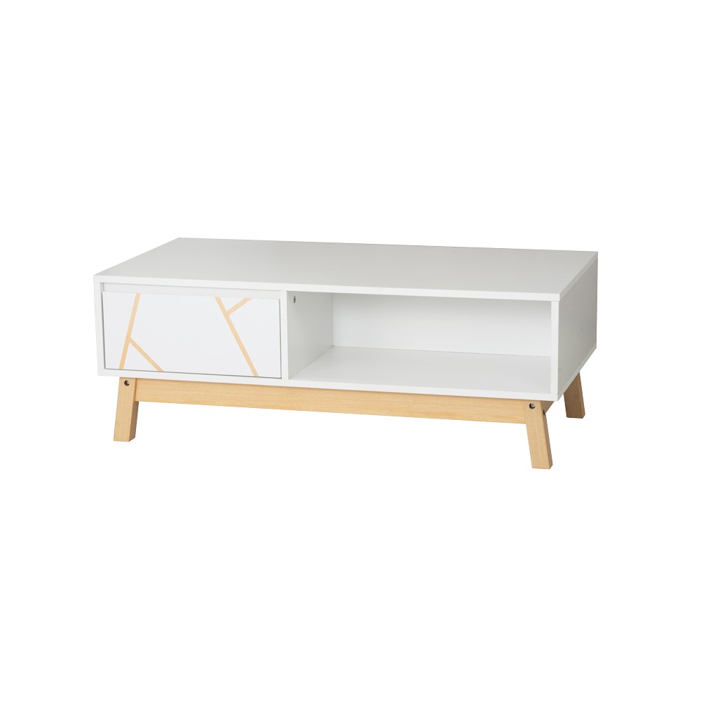 Table basse Aria blanc-naturel 100x50x37 cm