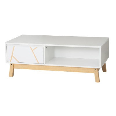 Table basse Aria blanc-naturel 100x50x37 cm