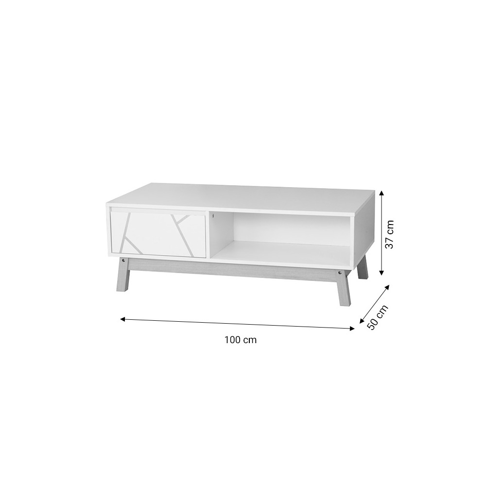 Table basse Aria blanc-naturel 100x50x37 cm