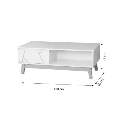 Table basse Aria blanc-naturel 100x50x37 cm