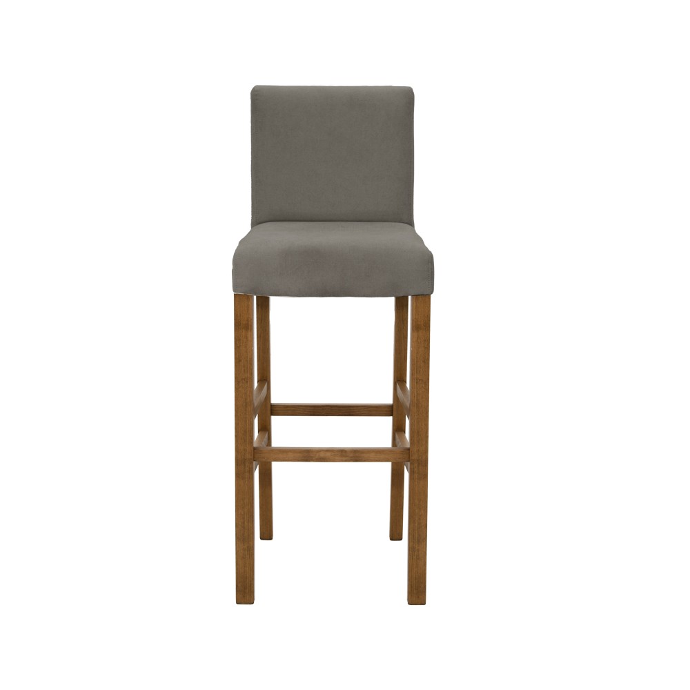 Tabouret de bar avec tissu anthracite et pieds en bois de noyer 40x48x110 cm
