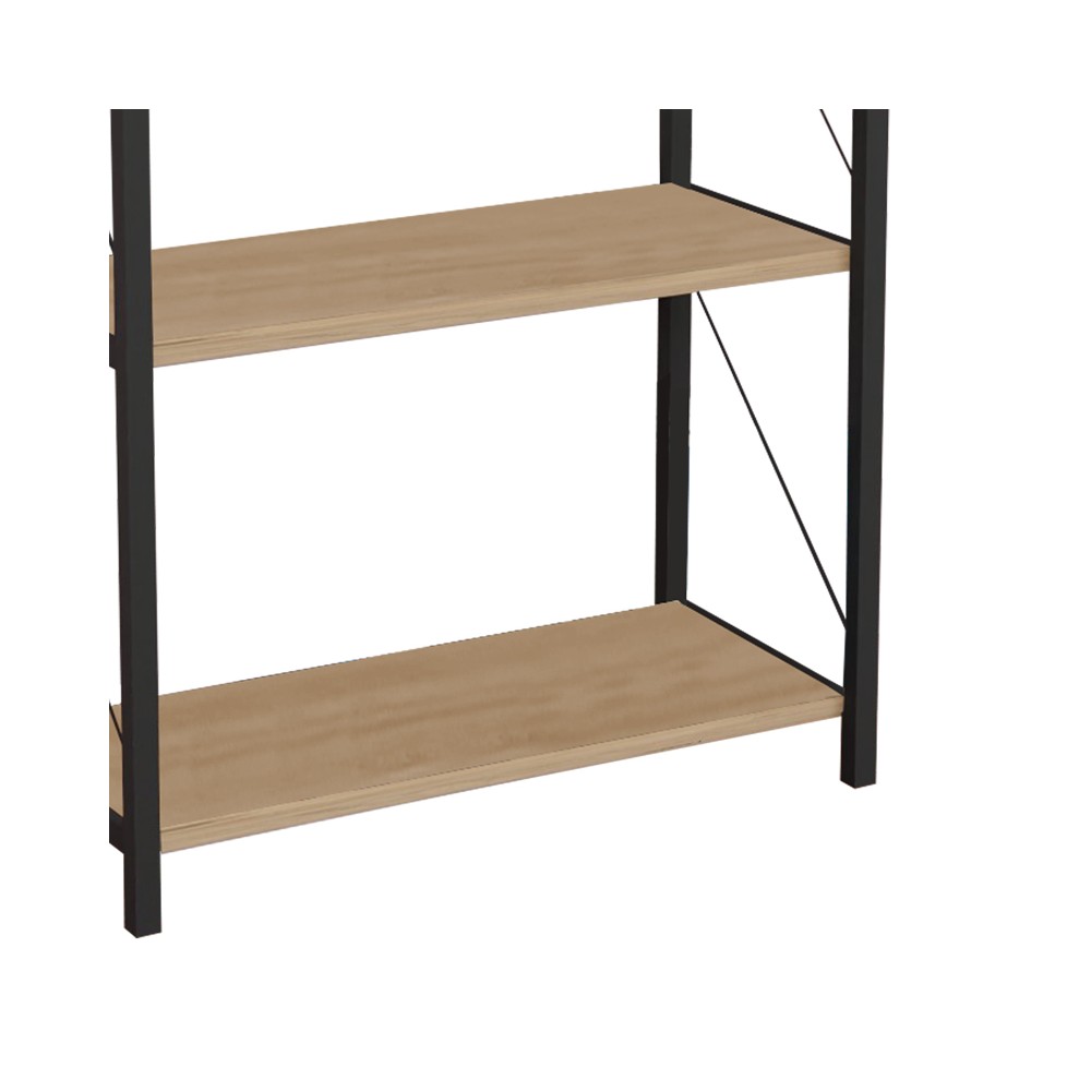 Bibliothèque bois chêne mélaminé métal noir 60x30x114 cm
