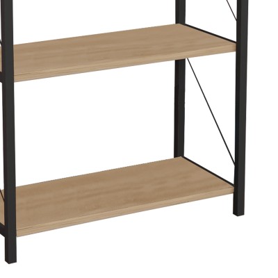 Bibliothèque bois chêne mélaminé métal noir 60x30x114 cm
