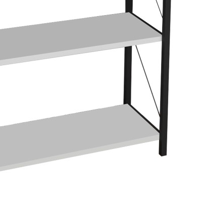 Bibliothèque bois mélaminé blanc métal noir 63x30x150 cm
