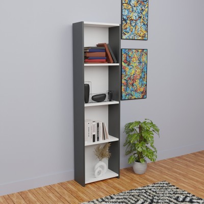Bibliothèque bois mélaminé anthracite blanc 40x19,5x170 cm

