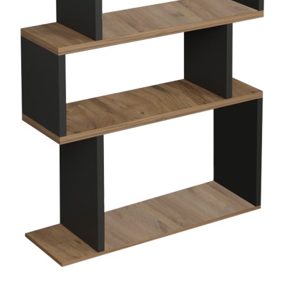 Bibliothèque Iolmi mélaminé anthracite-chêne 60x19,5x160 cm