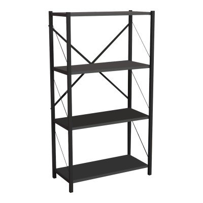 Bibliothèque Jackrey bois anthracite mélaminé métal noir 60x30x114cm