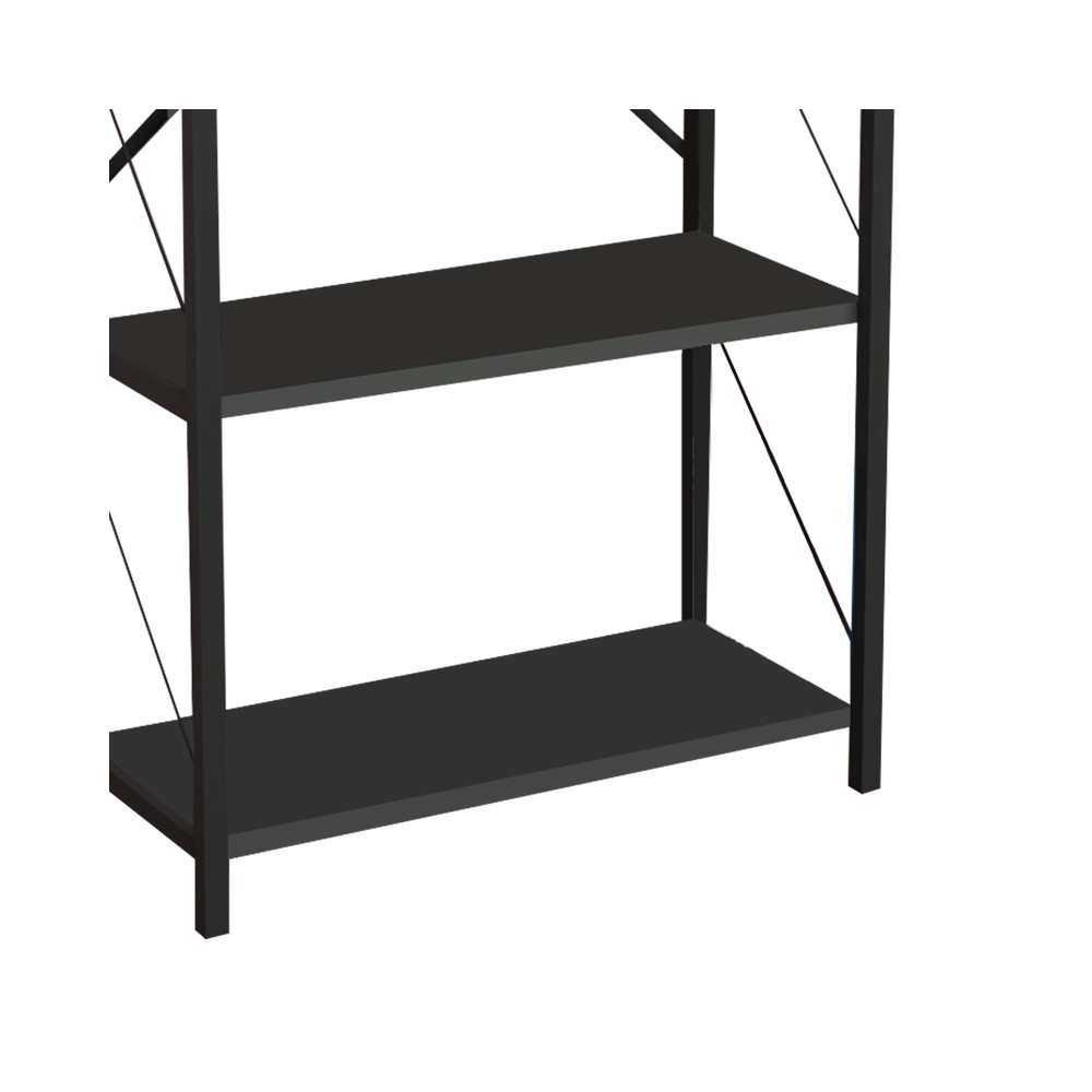 Bibliothèque Jackrey bois anthracite mélaminé métal noir 60x30x114cm