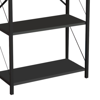 Bibliothèque Jackrey bois anthracite mélaminé métal noir 60x30x114cm