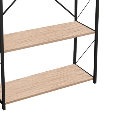 Bibliothèque Tikilmo bois chêne mélaminémétal noir 88x34x180cm
