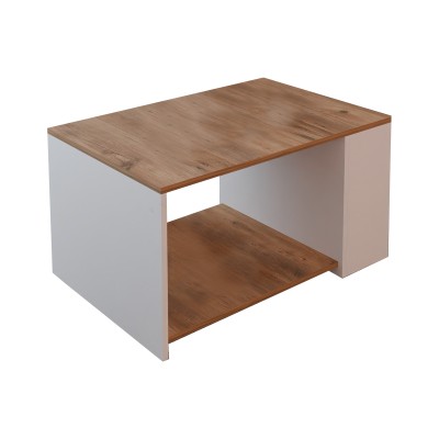 Table basse KIRA  mélaminé chêne-blanc 90x60x48cm