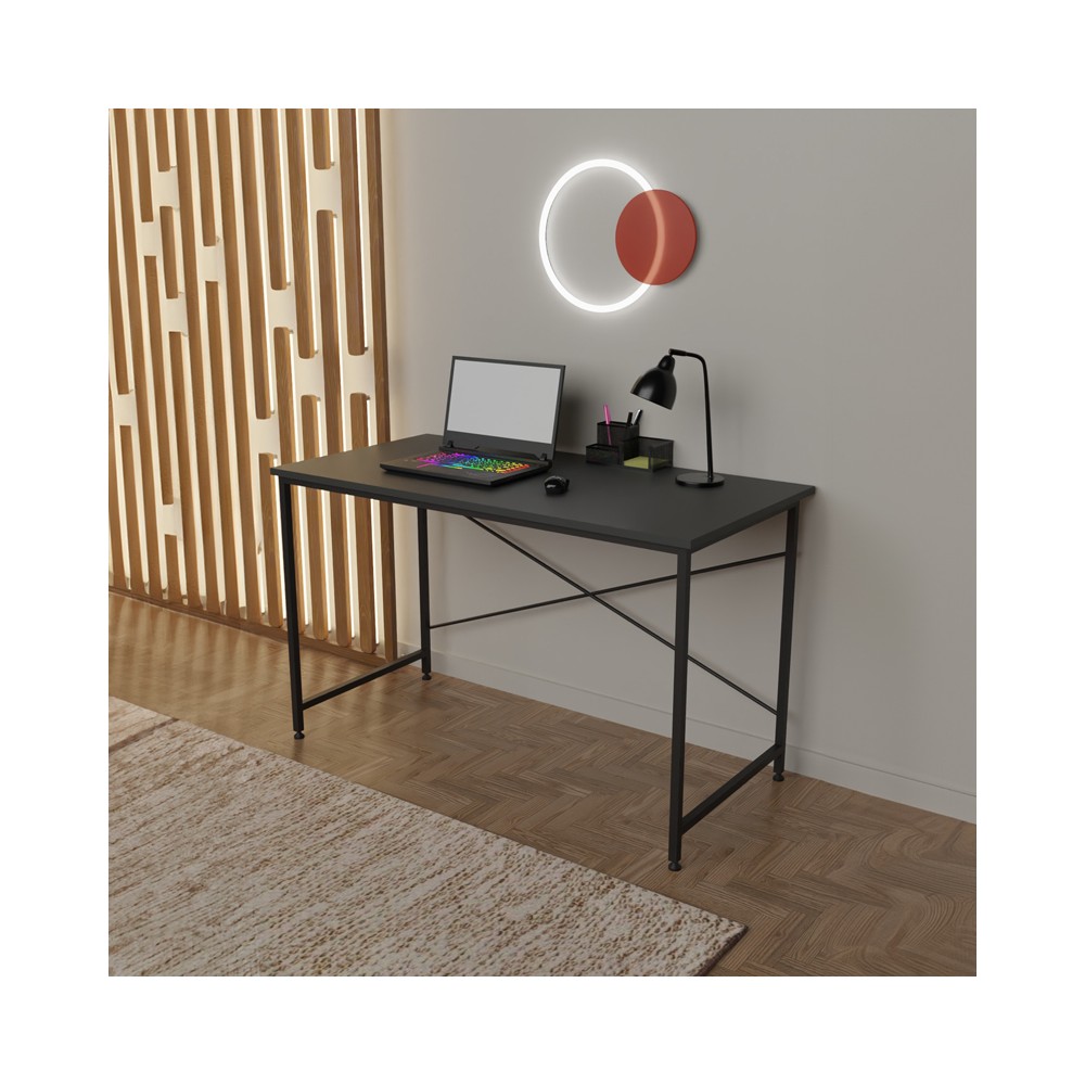 Bureau Karvem mélaminé anthracite-métal noir 120x60x73 cm