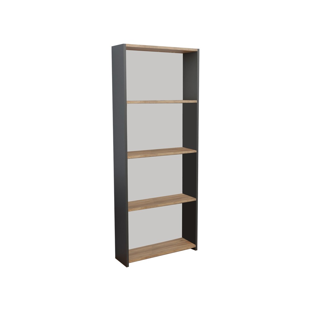 Bibliothèque Fren bois mélaminé chêne anthracite 60x19,5x170cm
