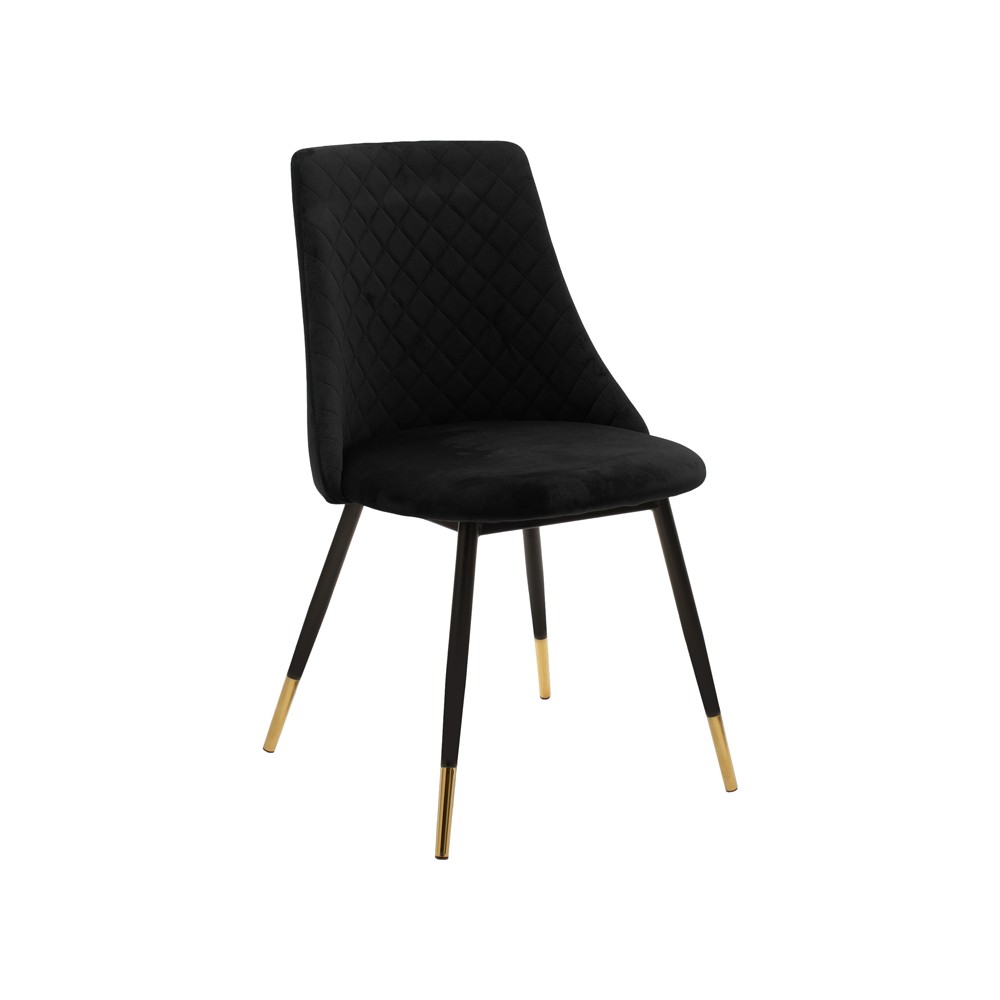 Chaise Giselle velours noir pied noir-doré