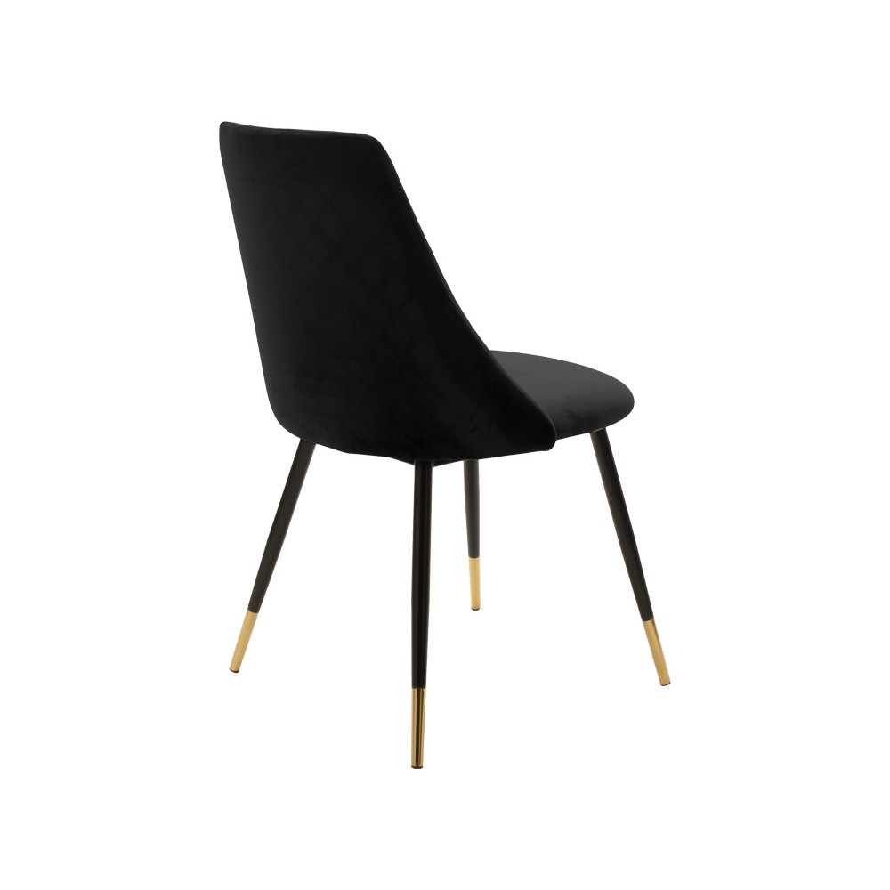 Chaise Giselle velours noir pied noir-doré