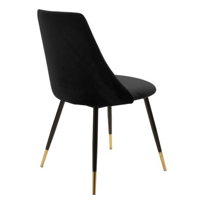 Chaise Giselle velours noir pied noir-doré