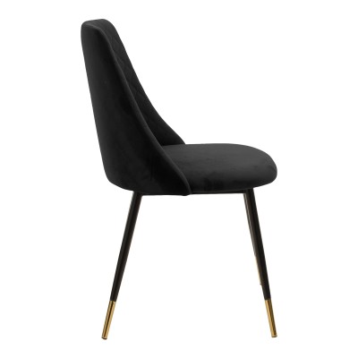 Chaise Giselle velours noir pied noir-doré