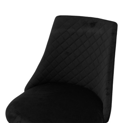 Chaise Giselle velours noir pied noir-doré