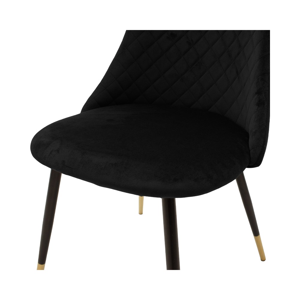 Chaise Giselle velours noir pied noir-doré