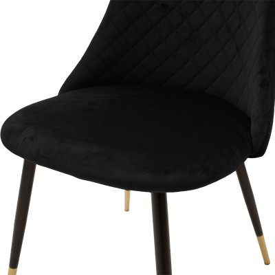 Chaise Giselle velours noir pied noir-doré