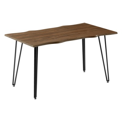 Table à manger Izzac avec plateau en MDF couleur sonoma - pieds en métal noir 140x80x76 cm