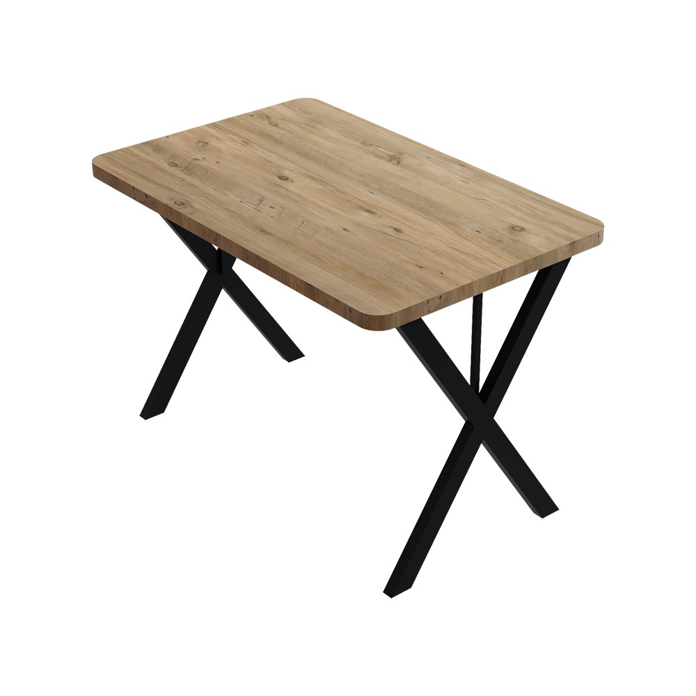 Table Zeryin chêne mélaminé-métal noir 70x110x75 cm