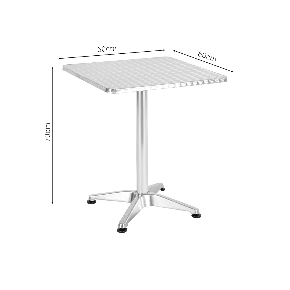 Table aluminium chromé 60x60x70 cm