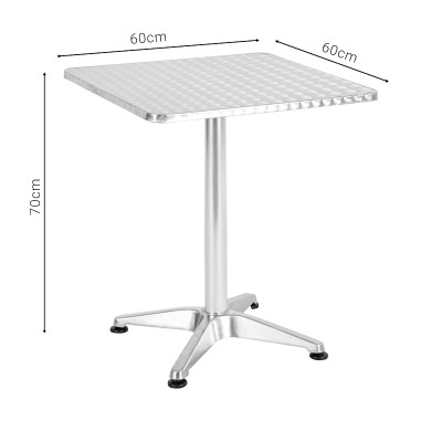 Table aluminium chromé 60x60x70 cm