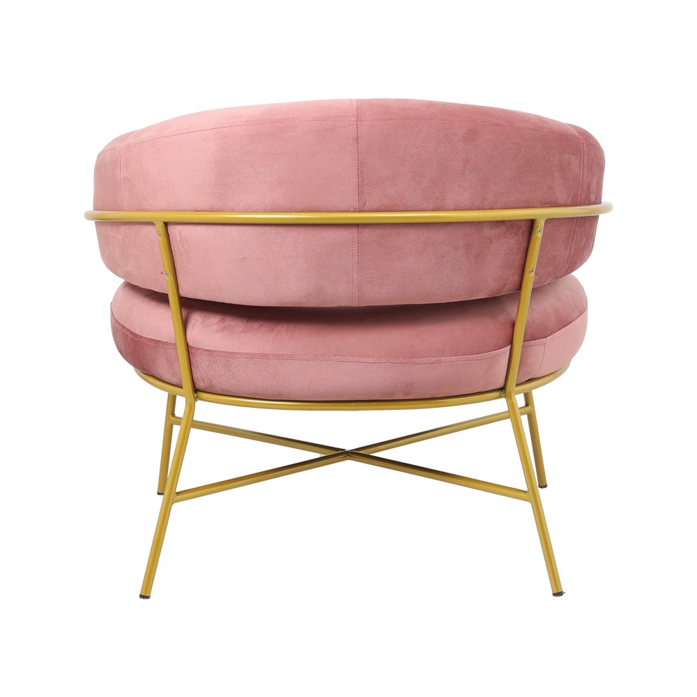 Fauteuil RIO Rose velours  pied métal doré 84x79x76 cm