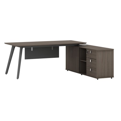 Bureau de travail réversible professionnel Denith bois anthracite noyer 200x160x75cm