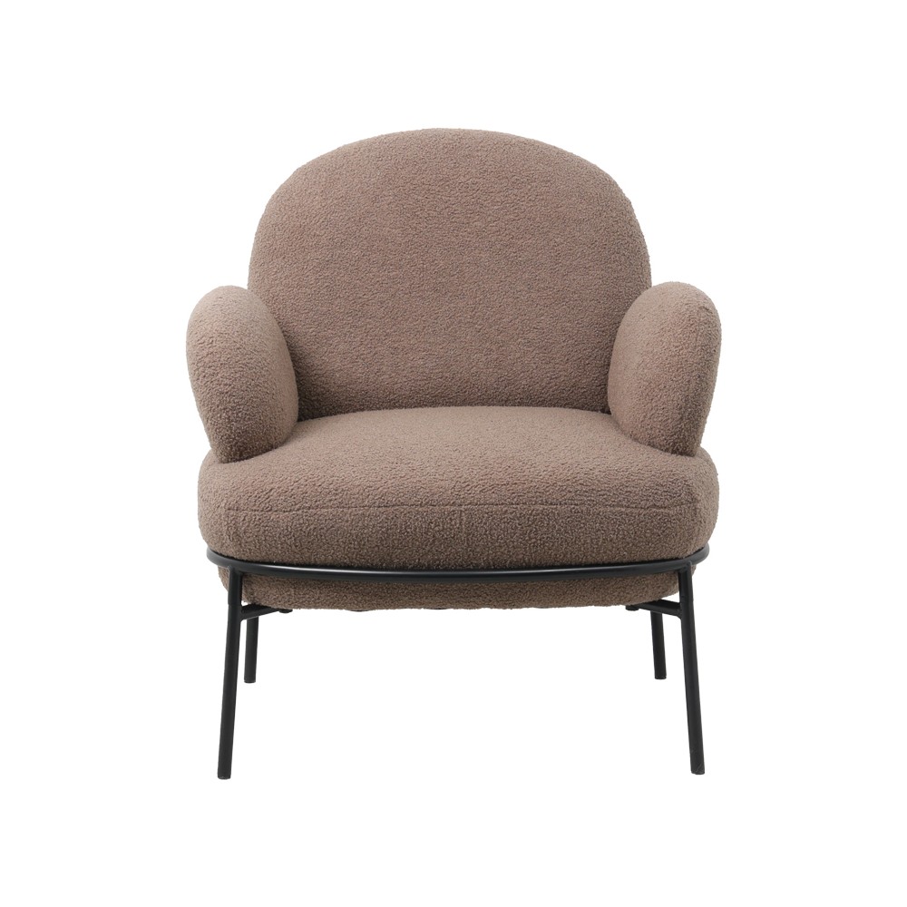 Fauteuil Jaycob boucle marron-pied métal noir 74x71x83cm