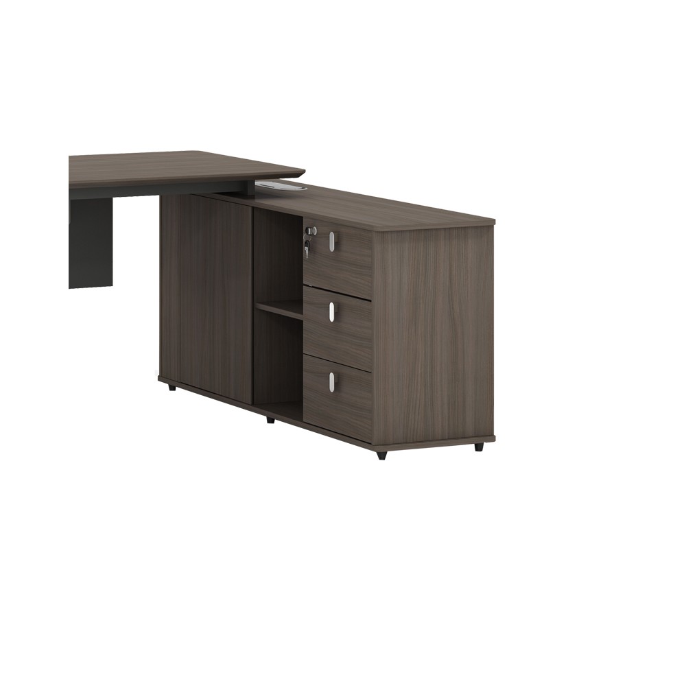 Bureau professionnelle DENIS réversible  Bois anthracite-noyer 180x160x75 cm