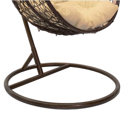 Fauteuil suspendu Balancelle de jardin Zafer en métal coussin beige 106x103x200 cm