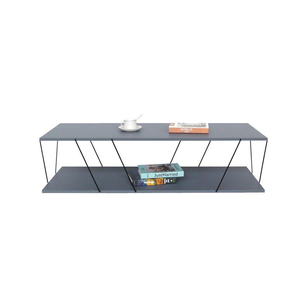 Table basse ZERRI gris noir 120x48z3cm