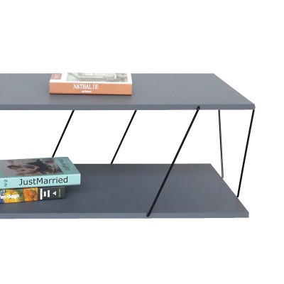 Table basse ZERRI gris noir 120x48z3cm