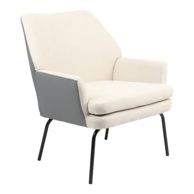 Fauteuil Kieran tissu beige-gris - pied noir 67x89x86cm