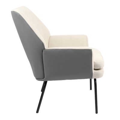 Fauteuil Kieran tissu beige-gris - pied noir 67x89x86cm