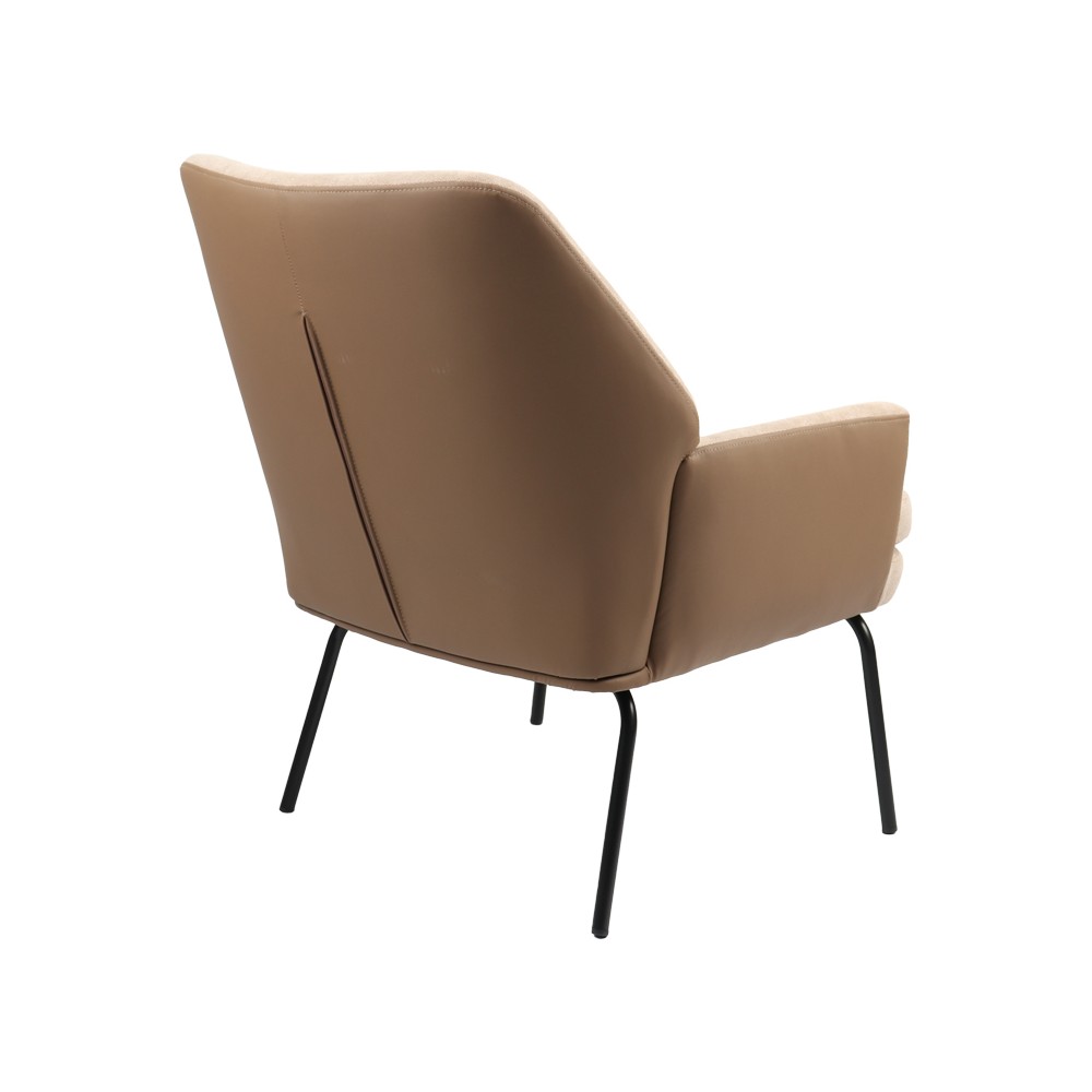Fauteuil Kieran tissu marron pied noir 67x89x86cm