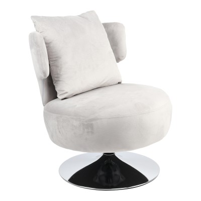 Fauteuil avec coussin tissu velours gris 76x67x76 cm