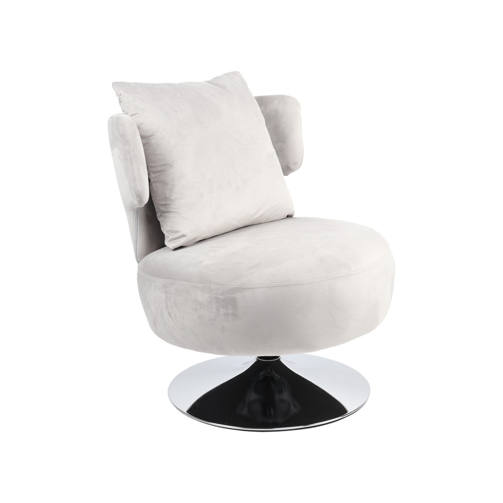 Fauteuil avec coussin tissu velours gris 76x67x76 cm