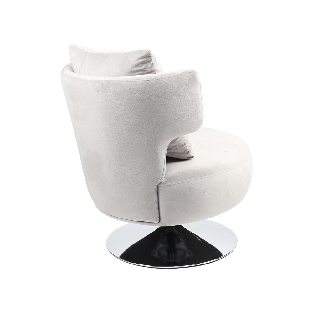 Fauteuil avec coussin tissu velours gris 76x67x76 cm